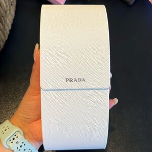 White Prada sunglass case